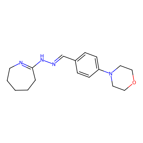 4-(4-((E)-((E)-azepan-2-ylidenehydrazono)methyl)phenyl)morpholine structure
