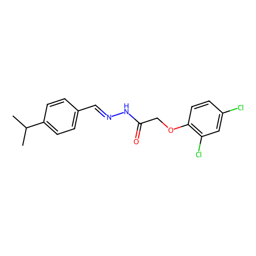 (E)-2-(2,4-dichlorophenoxy)-N'-(4-isopropylbenzylidene)acetohydrazide structure