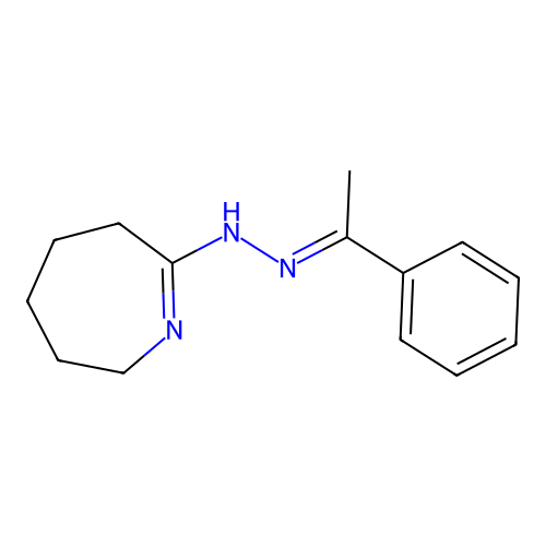 (Z)-2-((E)-(1-phenylethylidene)hydrazono)azepane structure