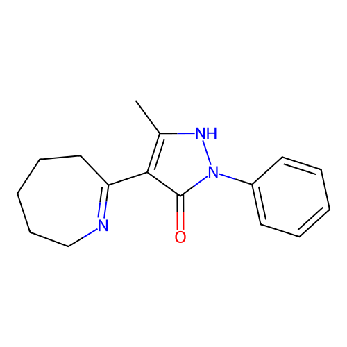 (4Z)-4-(2-azepanylidene)-5-methyl-2-phenyl-2,4-dihydro-3H-pyrazol-3-one structure