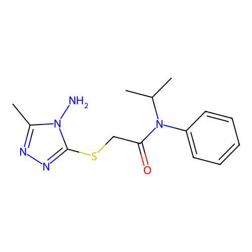 2-((4-amino-5-methyl-4H-1,2,4-triazol-3-yl)thio)-N-isopropyl-N-phenylacetamide structure