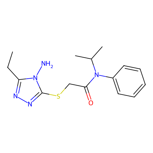 2-((4-amino-5-ethyl-4H-1,2,4-triazol-3-yl)thio)-N-isopropyl-N-phenylacetamide structure