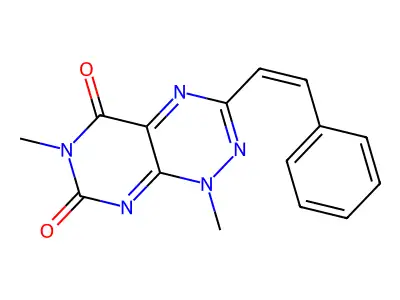 1,6-Dimethyl-3-(2-phenylethenyl)pyrimido[5,4-e][1,2,4]triazine-5,7-dione structure