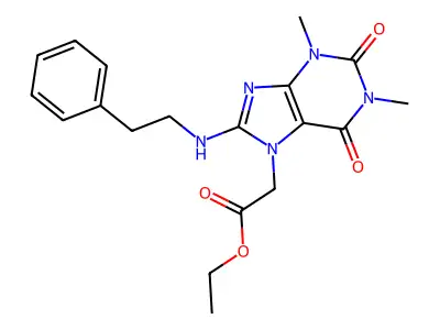 Ethyl 1,2,3,6-tetrahydro-1,3-dimethyl-2,6-dioxo-8-[(2-phenylethyl)amino]-7H-purine-7-acetate structure