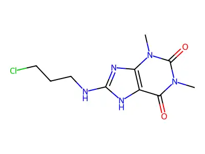 8-(3-chloropropylamino)-1,3-dimethyl-7H-purine-2,6-dione structure