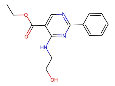 Ethyl 4-[(2-hydroxyethyl)amino]-2-phenyl-5-pyrimidinecarboxylate structure