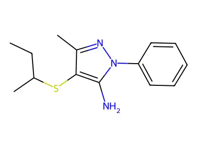 1-Phenyl-3-methyl-4-(1'-methyl)propylthio-5-aminopyrazole structure
