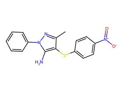5-Methyl-4-(4-nitrophenyl)sulfanyl-2-phenylpyrazol-3-amine structure