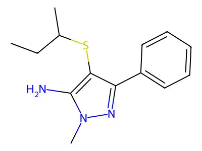 1-Methyl-3-phenyl-4-(1'-methyl)propylthio-5-aminopyrazole structure