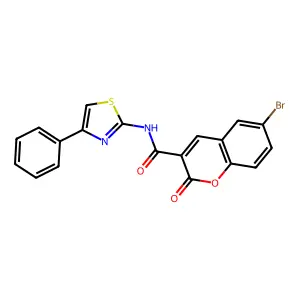 6-bromo-2-oxo-N-(4-phenyl-1,3-thiazol-2-yl)chromene-3-carboxamide structure