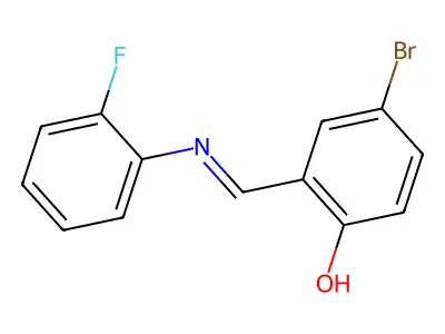 4-bromo-2-{(E)-[(2-fluorophenyl)imino]methyl}phenol structure