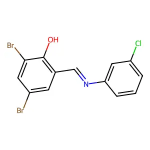 (E)-2,4-dibromo-6-(((3-chlorophenyl)imino)methyl)phenol structure