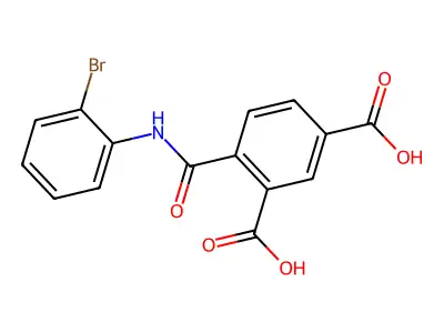 4-[N-(2-bromophenyl)carbamoyl]benzene-1,3-dicarboxylic acid structure