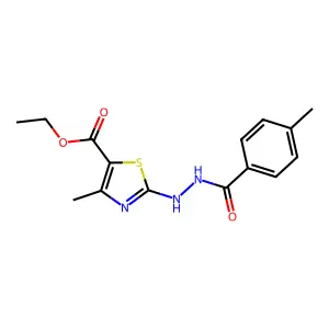 Thiazole-5-carboxylic acid, 4-methyl-2-[N'-(4-methylbenzoyl)hydrazino]-, ethyl ester structure