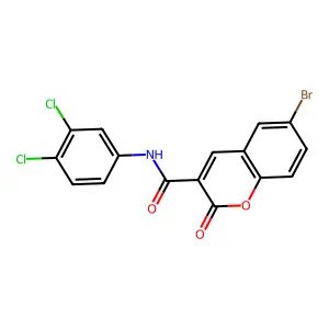 6-bromo-N-(3,4-dichlorophenyl)-2-oxochromene-3-carboxamide structure