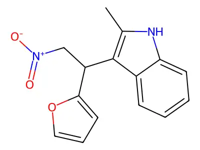 3-[1-(furan-2-yl)-2-nitroethyl]-2-methyl-1H-indole structure