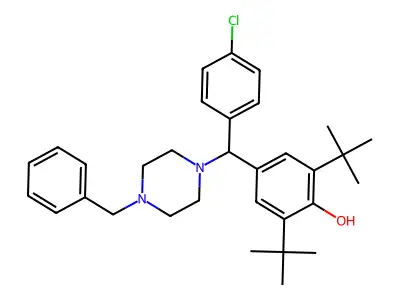 4-((4-Benzylpiperazin-1-yl)(4-chlorophenyl)methyl)-2,6-di-tert-butylphenol structure