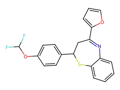 2-[4-(Difluoromethoxy)phenyl]-4-(furan-2-yl)-2,3-dihydro-1,5-benzothiazepine structure