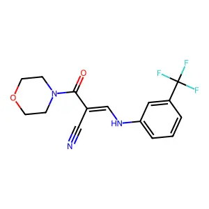 (E)-2-(morpholine-4-carbonyl)-3-[3-(trifluoromethyl)anilino]prop-2-enenitrile structure