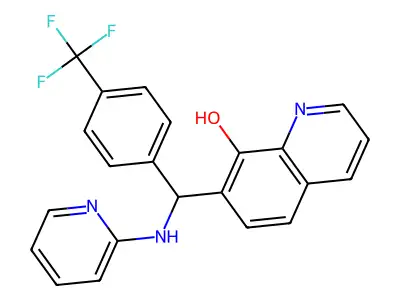 7-{[(Pyridin-2-yl)amino][4-(trifluoromethyl)phenyl]methyl}quinolin-8-ol structure
