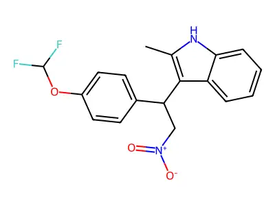 3-{1-[4-(difluoromethoxy)phenyl]-2-nitroethyl}-2-methyl-1H-indole structure