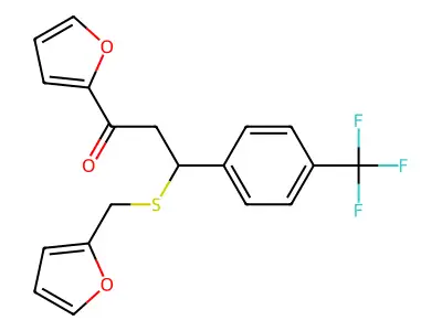 1-(2-Furyl)-3-(2-furylmethylthio)-3-[4-(trifluoromethyl)phenyl]propan-1-one structure