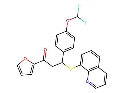 3-(4-(Difluoromethoxy)phenyl)-1-(furan-2-yl)-3-(quinolin-8-ylthio)propan-1-one structure
