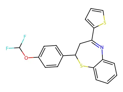2-[4-(Difluoromethoxy)phenyl]-4-(thiophen-2-yl)-2,3-dihydro-1,5-benzothiazepine structure
