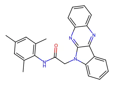 2-(6H-indolo[2,3-b]quinoxalin-6-yl)-N-mesitylacetamide structure