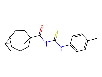 N-(p-tolylcarbamothioyl)tricyclo[4.3.1.1(3,8)]undecane-1-carboxamide structure