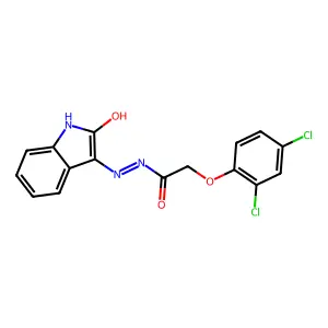 2-(2,4-dichlorophenoxy)-N'-(2-oxo-1,2-dihydro-3H-indol-3-ylidene)acetohydrazide structure