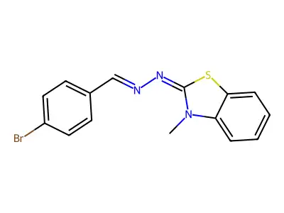 4-bromobenzaldehyde (3-methyl-1,3-benzothiazol-2(3H)-ylidene)hydrazone structure