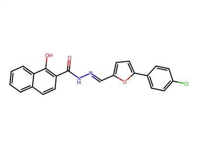 N-[(E)-[5-(4-chlorophenyl)furan-2-yl]methylideneamino]-1-hydroxynaphthalene-2-carboxamide structure