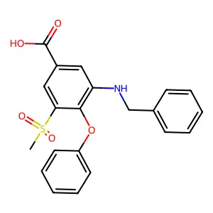 3-(Benzylamino)-5-methylsulfonyl-4-phenoxybenzoic acid structure
