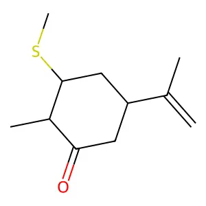 2-Methyl-5-(1-methylthio)-3-(methylvinyl)cyclohexan-1-one structure