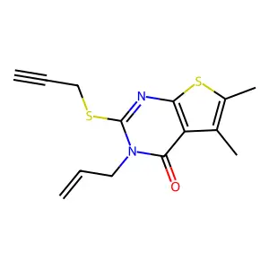 5,6-Dimethyl-3-prop-2-enyl-2-prop-2-ynylsulfanylthieno[2,3-d]pyrimidin-4-one structure