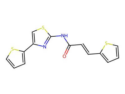 (E)-3-(thiophen-2-yl)-N-(4-(thiophen-2-yl)thiazol-2-yl)acrylamide structure