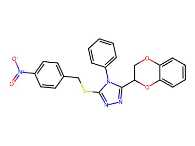 3-(2,3-dihydro-1,4-benzodioxin-2-yl)-5-({4-nitrobenzyl}sulfanyl)-4-phenyl-4H-1,2,4-triazole structure