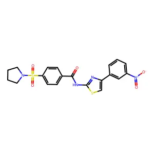 N-(4-(3-nitrophenyl)thiazol-2-yl)-4-(pyrrolidin-1-ylsulfonyl)benzamide structure