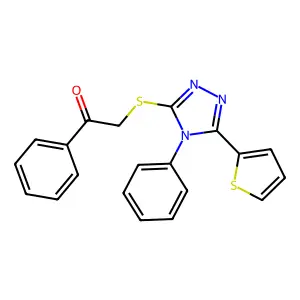 1-phenyl-2-{[4-phenyl-5-(2-thienyl)-4H-1,2,4-triazol-3-yl]sulfanyl}ethanone structure