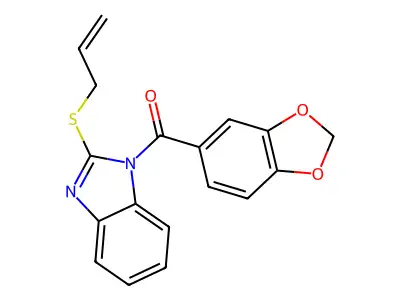 (2-(allylthio)-1H-benzo[d]imidazol-1-yl)(benzo[d][1,3]dioxol-5-yl)methanone structure