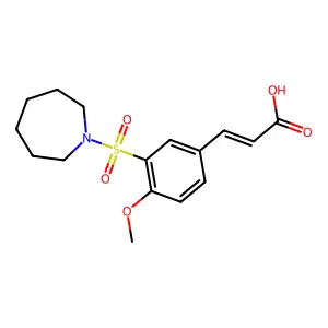 (2E)-3-[3-(azepan-1-ylsulfonyl)-4-methoxyphenyl]prop-2-enoic acid structure