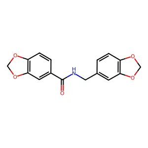 N-(1,3-benzodioxol-5-ylmethyl)-1,3-benzodioxole-5-carboxamide structure