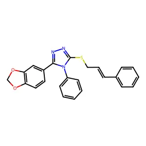 3-(benzo[d][1,3]dioxol-5-yl)-5-(cinnamylthio)-4-phenyl-4H-1,2,4-triazole structure