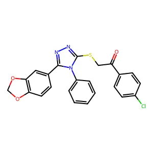 2-{[5-(1,3-benzodioxol-5-yl)-4-phenyl-4H-1,2,4-triazol-3-yl]sulfanyl}-1-(4-chlorophenyl)ethanone structure