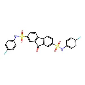 2-N,7-N-bis(4-fluorophenyl)-9-oxofluorene-2,7-disulfonamide structure