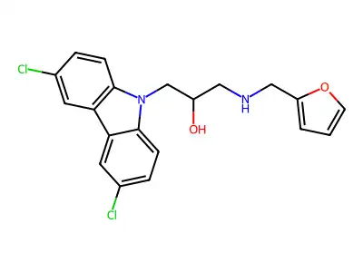 1-(3,6-dichloro-9H-carbazol-9-yl)-3-((furan-2-ylmethyl)amino)propan-2-ol structure