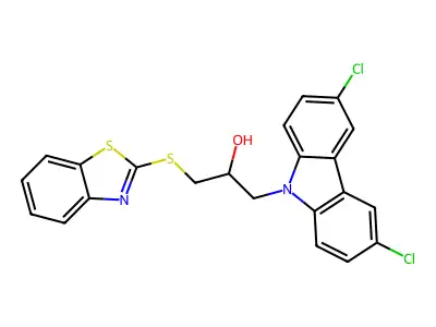1-(1,3-Benzothiazol-2-ylsulfanyl)-3-(3,6-dichlorocarbazol-9-yl)propan-2-ol structure