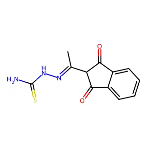 [1-(1,3-Dioxoinden-2-yl)ethylideneamino]thiourea structure