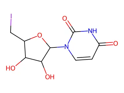 1-[3,4-Dihydroxy-5-(iodomethyl)oxolan-2-yl]pyrimidine-2,4-dione structure